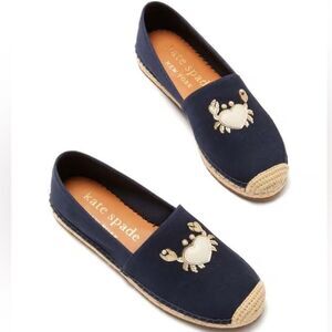 Kate Spade Dark Blue Espadrilles with Heart Crab Accent Size 9 Like NEW Flats